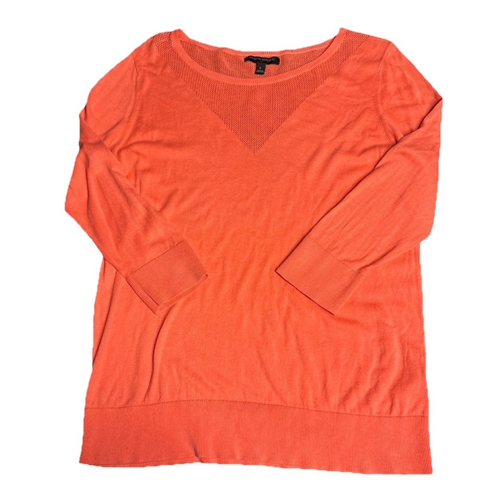 Banana Republic Sweater Coral Large 3/4 Sleeve Whimsy Cottagecore Preppy Comfort